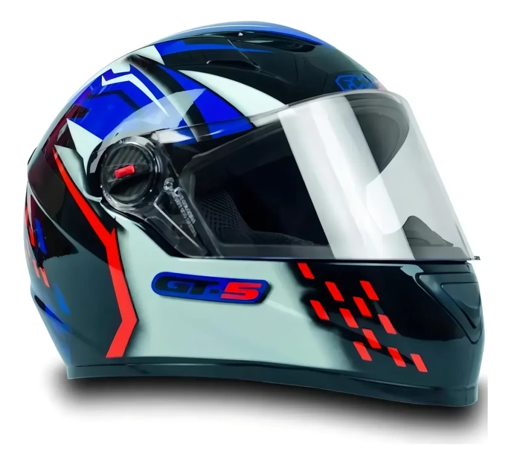 Capacete Fechado Moto Gt5 Azul Vermelho